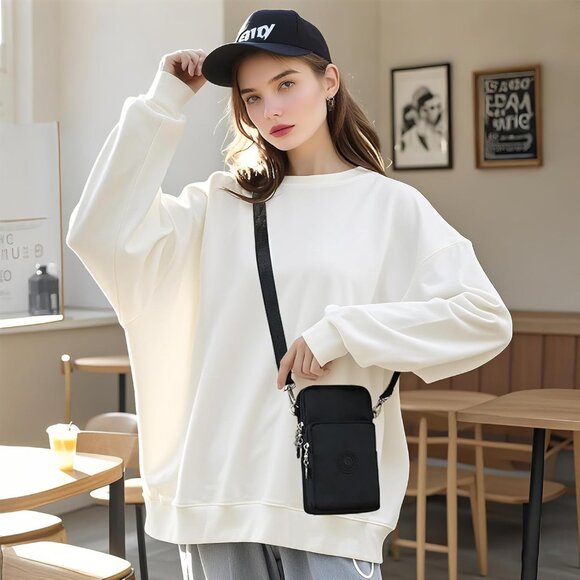 Women's Black 4 Small Crossbody Waterproof Nylon Purses Mini Shoulder Travel Bag - Picture 2 of 6